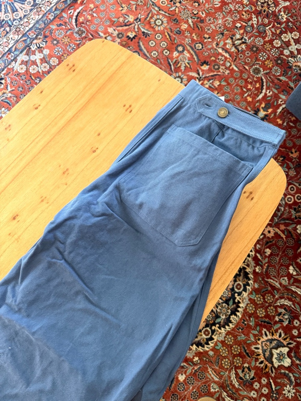 Women's barrel Leg pants with Knee Patches - Blue - Picture 4 of 6
